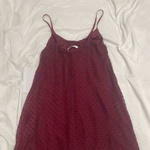 Textured maroon shift dress
